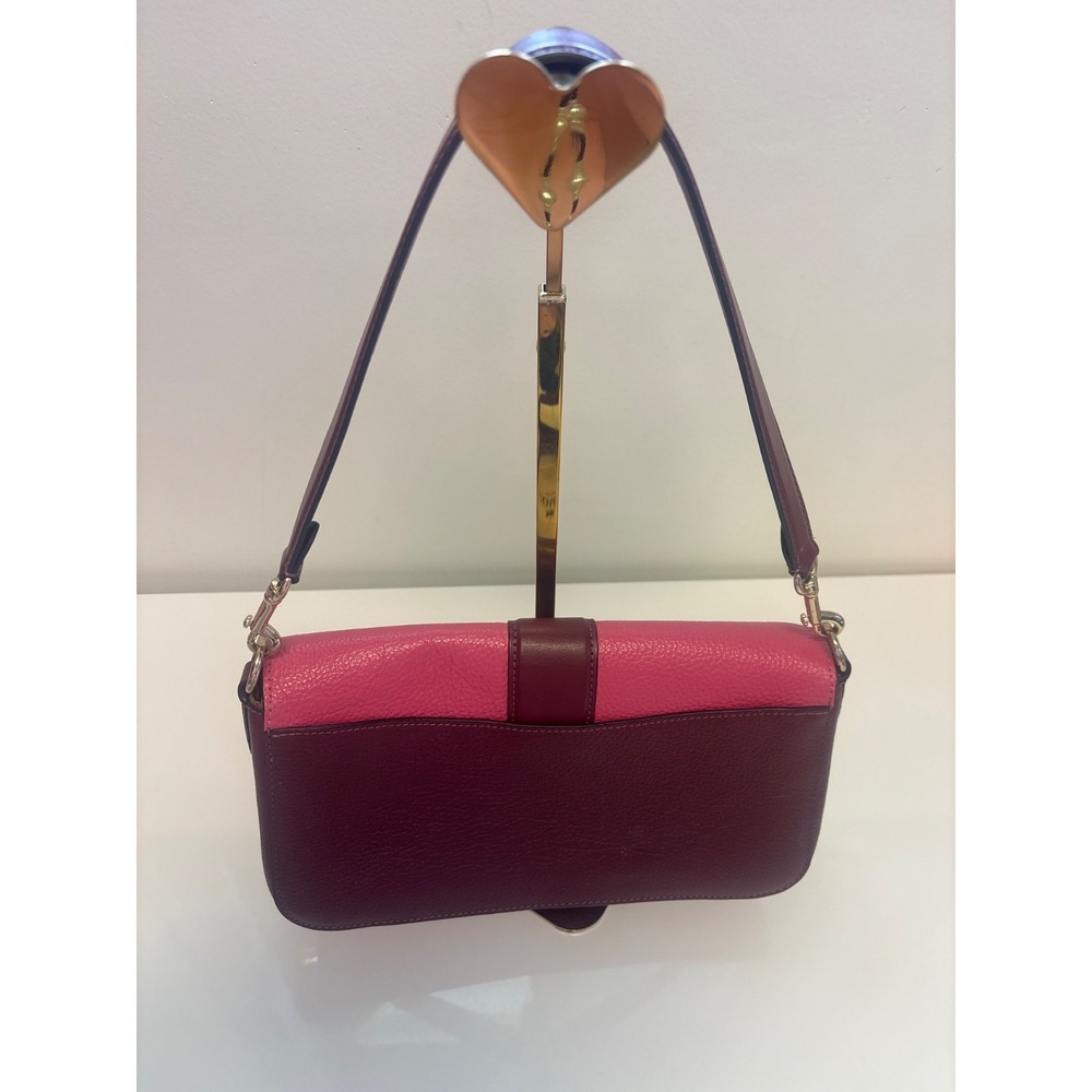 Coach Jade Shoulder Bag Colorblock Pink Burgundy White Leather Crossbody 91028 - Picture 8 of 8